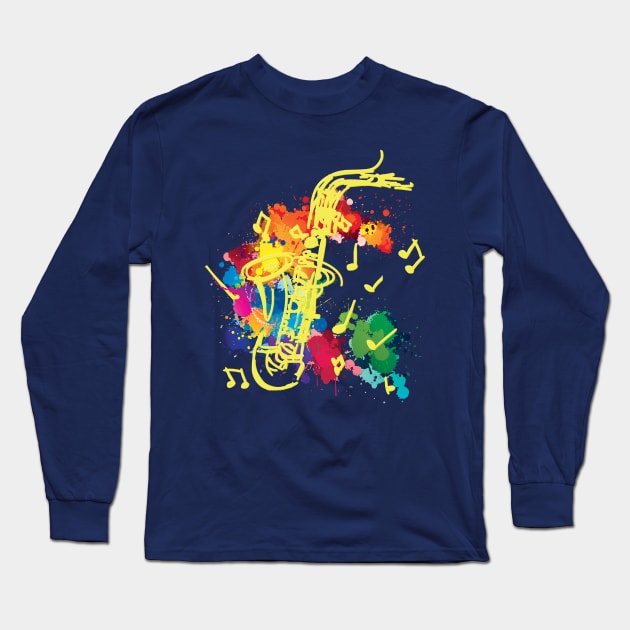 Saxophone Design Long Sleeve T-Shirt by adjectiveapprl